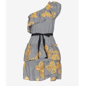 Sandro Gingham Dress with Floral Accents